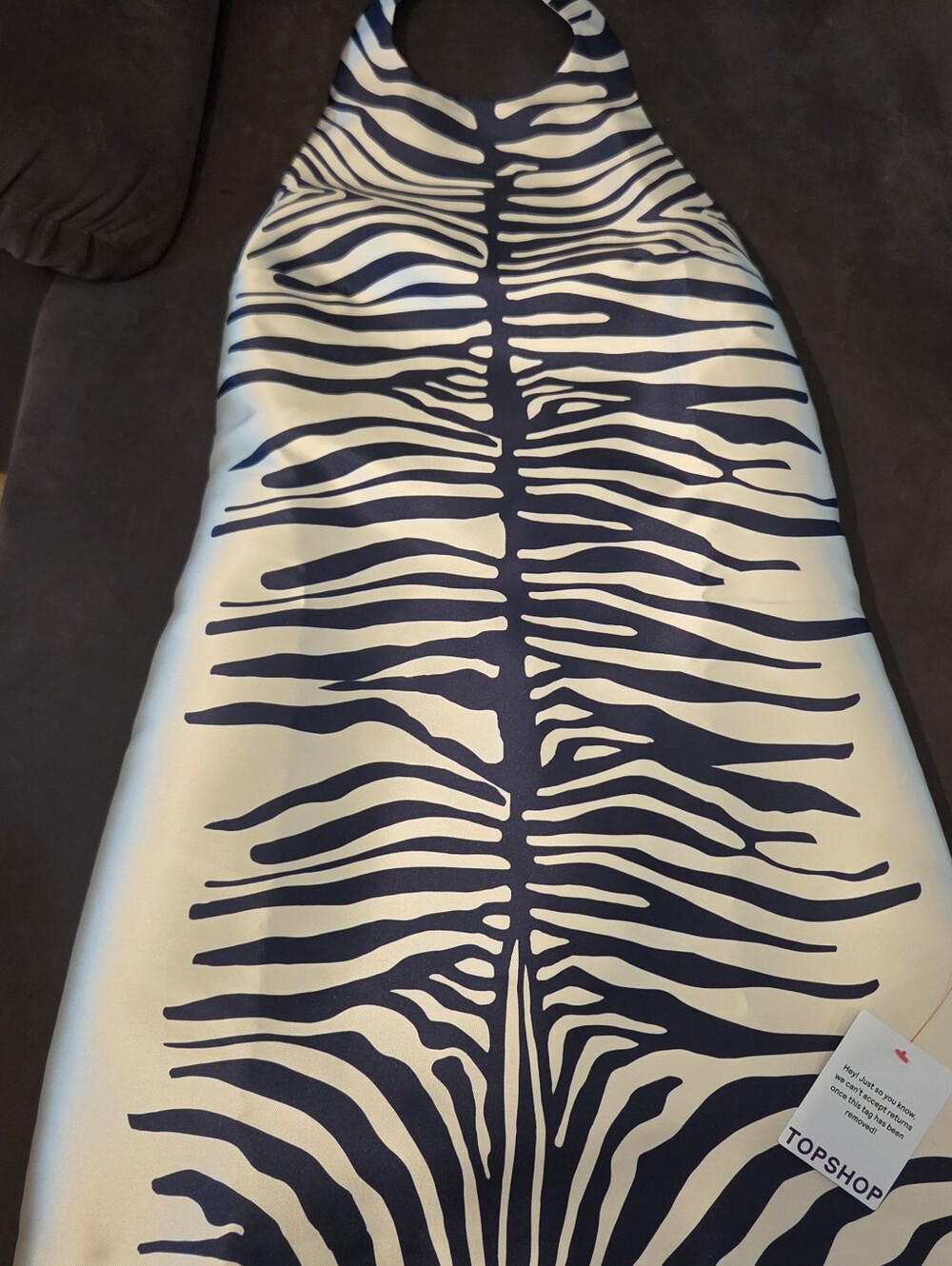 Topshop Navy and White Zebra Halter One-Piece